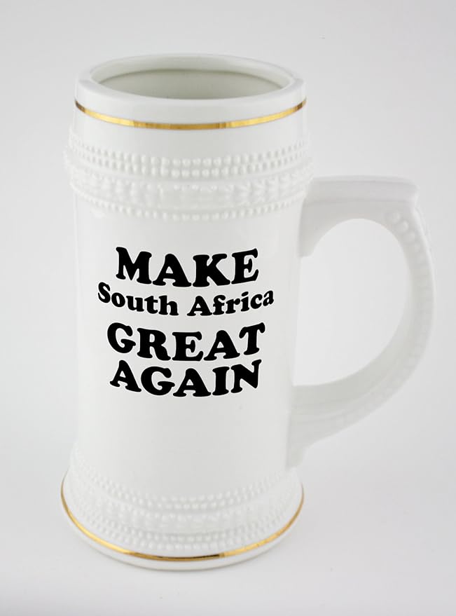 MAKE South Africa GREAT AGAIN beer mug with golden rim
