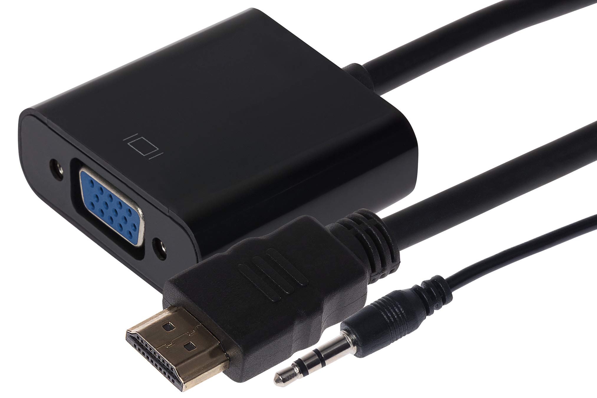 Nikkai HDMI Male to VGA Female Adapter 3.5mm Audio Jack Port Adapter, 0.10 Cable
