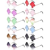 Dunzy 12 Pairs Mushroom Sunglasses Rimless Irregular Mushroom Glasses Retro Trendy Prom Glasses for Women