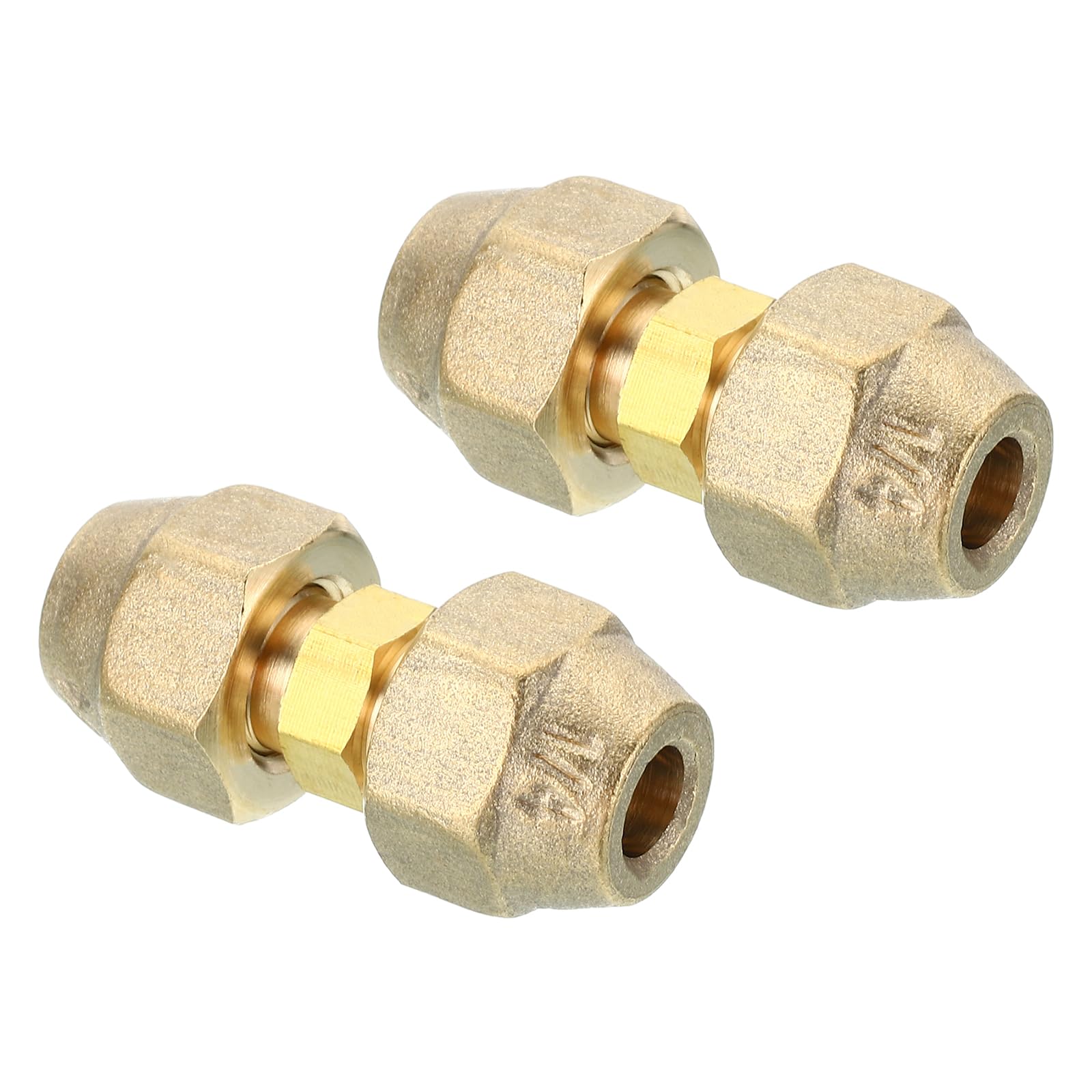 PATIKIL Pipe Extension Joint Connector, 2pcs Free Welding AC Copper Pipe Coupling Adapter with Flare Nuts for Copper Pipe Diameter 1/4"(6.35mm) Refrigeration HVAC