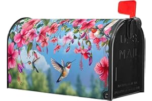 Anyako Spring Red Flowers Mailbox Cover Welcome Spring Floral Mailbox Covers Magnetic Standard Size 21" X 18" Bird Blue Summer Mailbox Wrap Post Letter Box Cover Decor for Home Outdoor Yard Garden