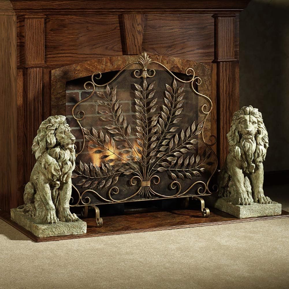 Pantalla de la chimenea Latón Antiguo De La Vendimia Chimenea Fuego