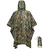 LOOGU Camo Rain Poncho with Hood Waterproof Lightweight Raincoat Rain Gear Men Women Outdoor Camping Hunting Hiking Fishing
