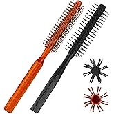 Small Round Brush for Blow Drying,2 Pack Small Quiff Roller Brush with 8 Rows Nylon Bristles Round Curling Comb Travel Curling Brush Styling Brush Hair Brush for Wet Wavy Hair Bangs, Lifting, Curling