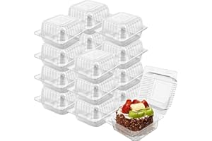 AHKUNMT Cake Slice Containers,200PC Square Plastic Hinged Food Container Individual Clamshell Food Containers Disposable Plastic To Go Containers Takeout Tray for Salads, Pasta, Sandwiches 5.3x4.7x2.8 Inch