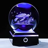Enjinkail 3D Crystal Ball Sea Turtle Gifts for Women Men Snow Globe Ornament with LED Base Night Light, Laser Engraved Sea Turtle Decor Figurines Gifts for Turtle Lovers