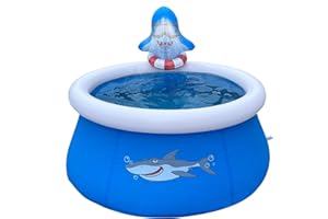 DIMAR GARDEN 6ft x 29in Inflatable Swimming Spray Pool, Outdoor Round Air Top Ring Shark Pools