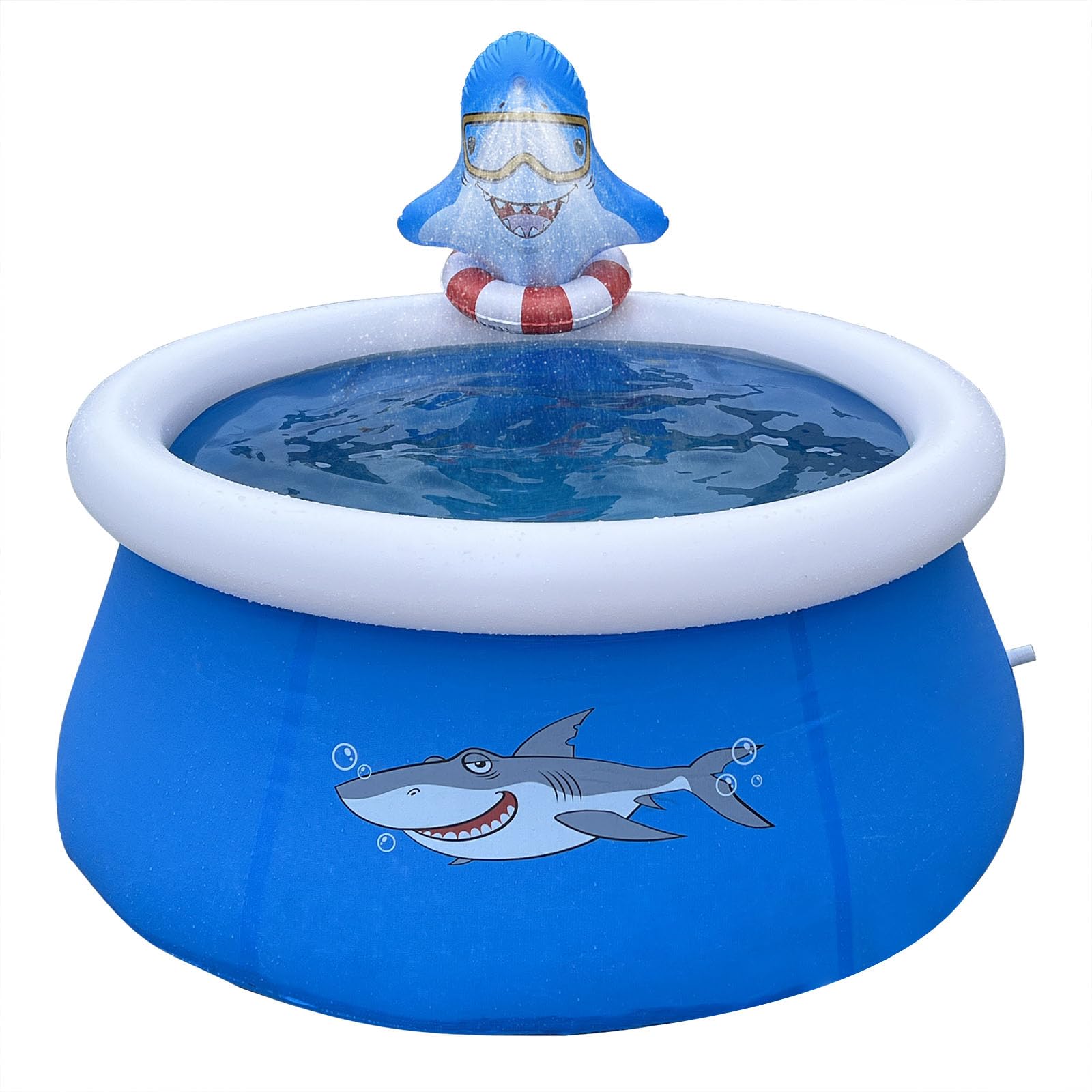 Photo 1 of DIMAR GARDEN 6ft x 29in Inflatable Swimming Spray Pool, Outdoor Round Air Top Ring Shark Pools