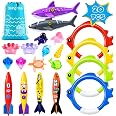 Woplagyreat 20Pcs Summer Pool Diving Swimming Toys for Kids Ages 3-12, Fun Swim Games Sinking Set, Underwater Dive Gifts with
