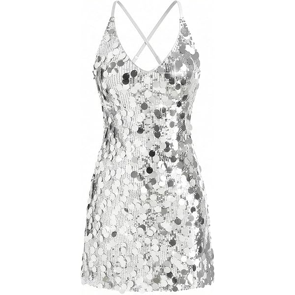 Amazon.com: Women's Sequin Dress Sparkly Bodycon Mini Dress Sexy Criss Cross  Open Back Short Dress Side Slit Going Out Clubwear, Beige Small : Clothing,  Shoes & Jewelry