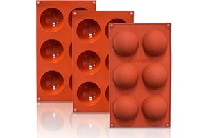Lerykin 3 Pack Large 6-Cavity Semi Sphere Silicone Molds, Non-Stick Baking Mold for Making Standard Size Hot Chocolate Bomb, Cake, Jelly, Dome Mousse