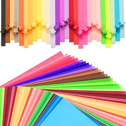 Origami Paper For Kids 1350 Sheets Origami Stars Strips Paper 27 Colors And 50 Sheets Square Paper Double Sided 50 Colors 6 X 6 Inch Lucky Stars