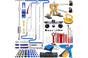 BITLYLE Dent Puller Rods 138PCS Remover Kits,Professional Car Paintless Dent Removal Tools Slide Hammer 2 in 1 T-Bar Dent Lifter Bridge Puller Adjustable for Auto Dent Damage Removal, Minor Dents, Door Dings