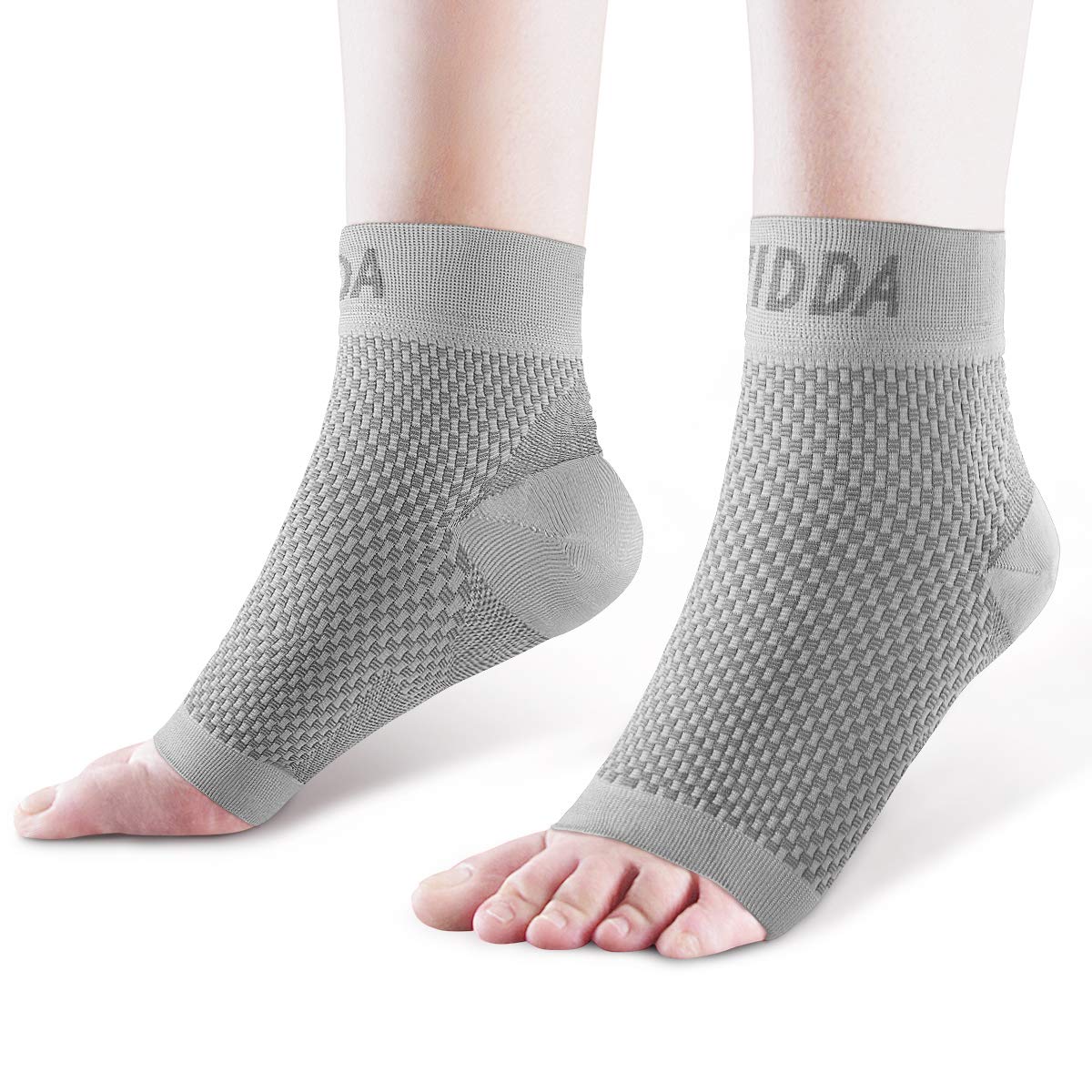 AVIDDA Plantar Fasciitis Socks with Heels Arch Supports, Compression Sleeves Ideal for Arthritis Pain Relief and Suitable for Sports, Ankle Supports for Men and Women Grey-1-L
