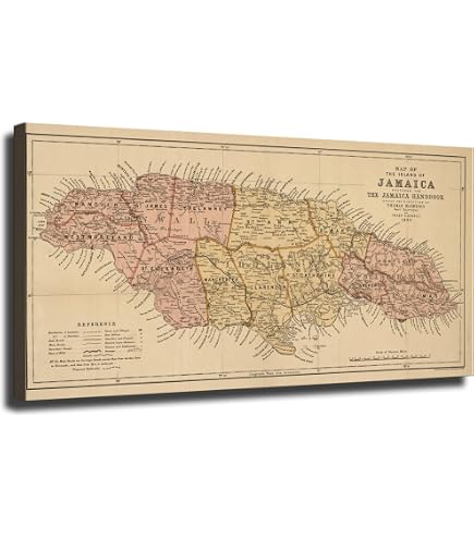 Amazon.com: HISTORIX 1893 Jamaica Map - 12x24 Wall Art | The
