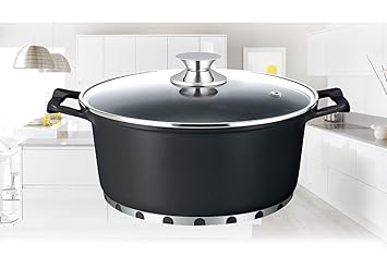 rukauf HQ Premium Topf Kochtopf mit Keramikbeschichtung 10 Liter 32cm Durchmesser Schwarzes Design Kasan / Kazan