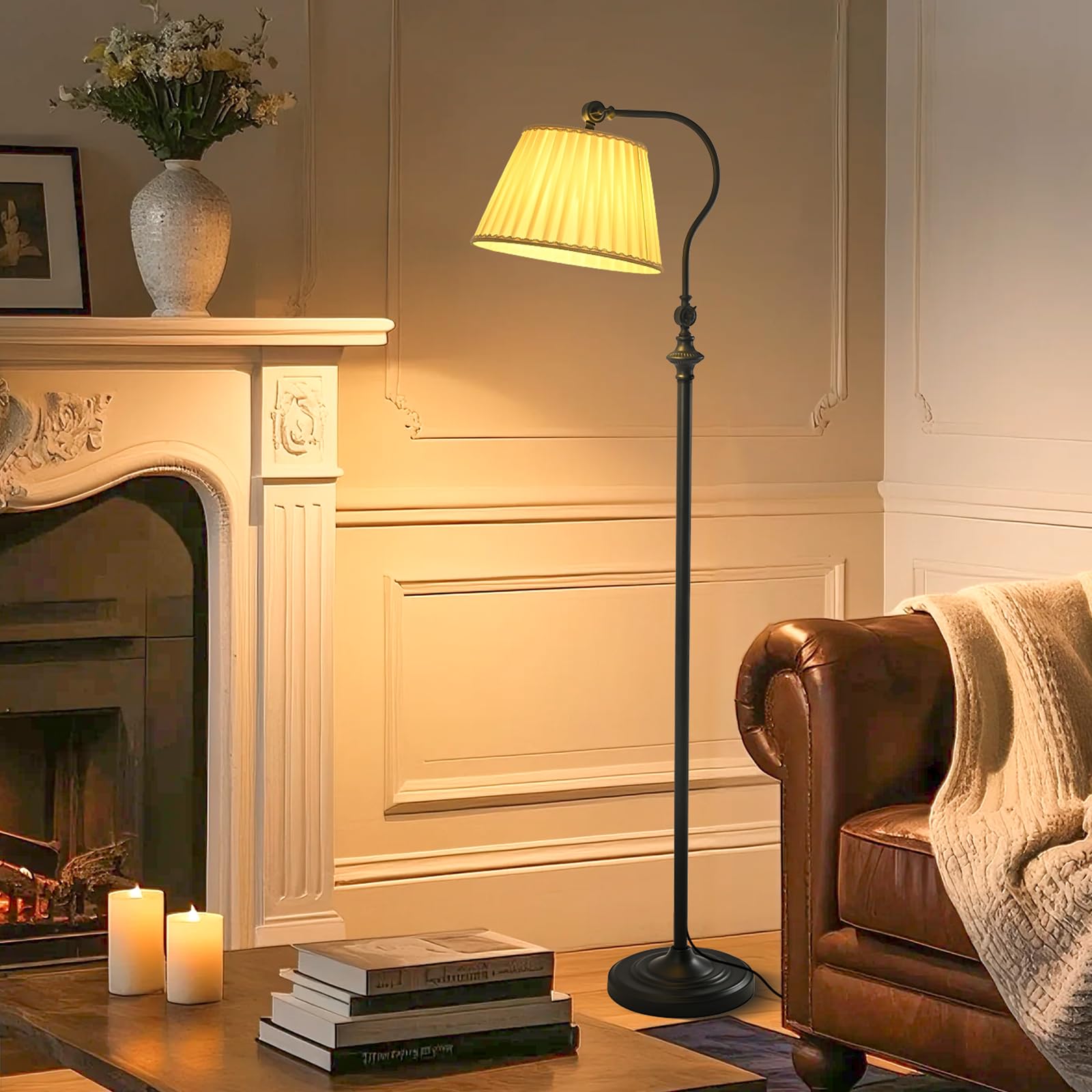 Photo 1 of **MINOR USE WEAR**Smart LED Floor Lamp with Fabric Shade, Dimmable Standing Lamp,Remote & App Control, Adjustable Brightness & Color Temperature for Living Room,Bedroom,Office,Farmhouse, Mid Century Modern Boho Decor ?