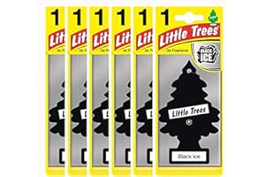 LITTLE TREES Air Freshener Tree MTZ04 Black Ice Fragrance for Car Home Boat Caravan - Six Pack