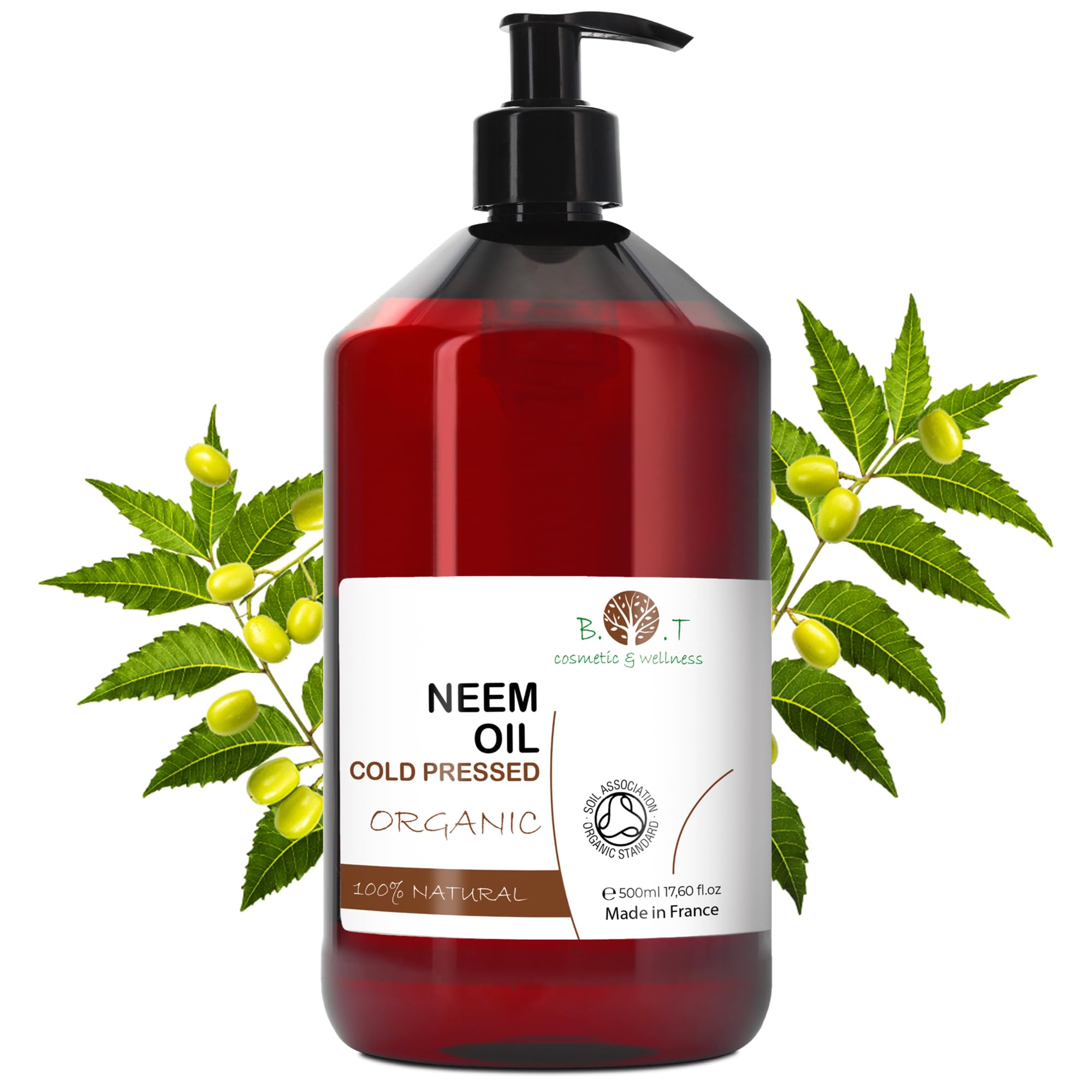 Authentic Organic Virgin Neem Oil Cold Pressed 100% Pure (17.59 Fl oz) Natural Undiluted Carrier Oil Skin Care Plant Care Insect Repellent Garden Spray 1:20 Dilution (5ml / liter)
