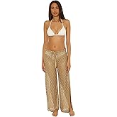 BECCA womens Paradise Crochet Pants, Casual, Wide Leg, Beach Cover Ups for Women