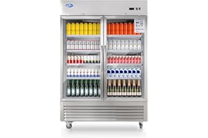 kalifon 49 Cu.Ft Commercial Refrigerator, 54" Display Merchandiser, 2 Glass Door Reach-in Upright Beverage, Stainless Steel Upright Fridge Cooler with LED Lighting for Restaurant Kitchen