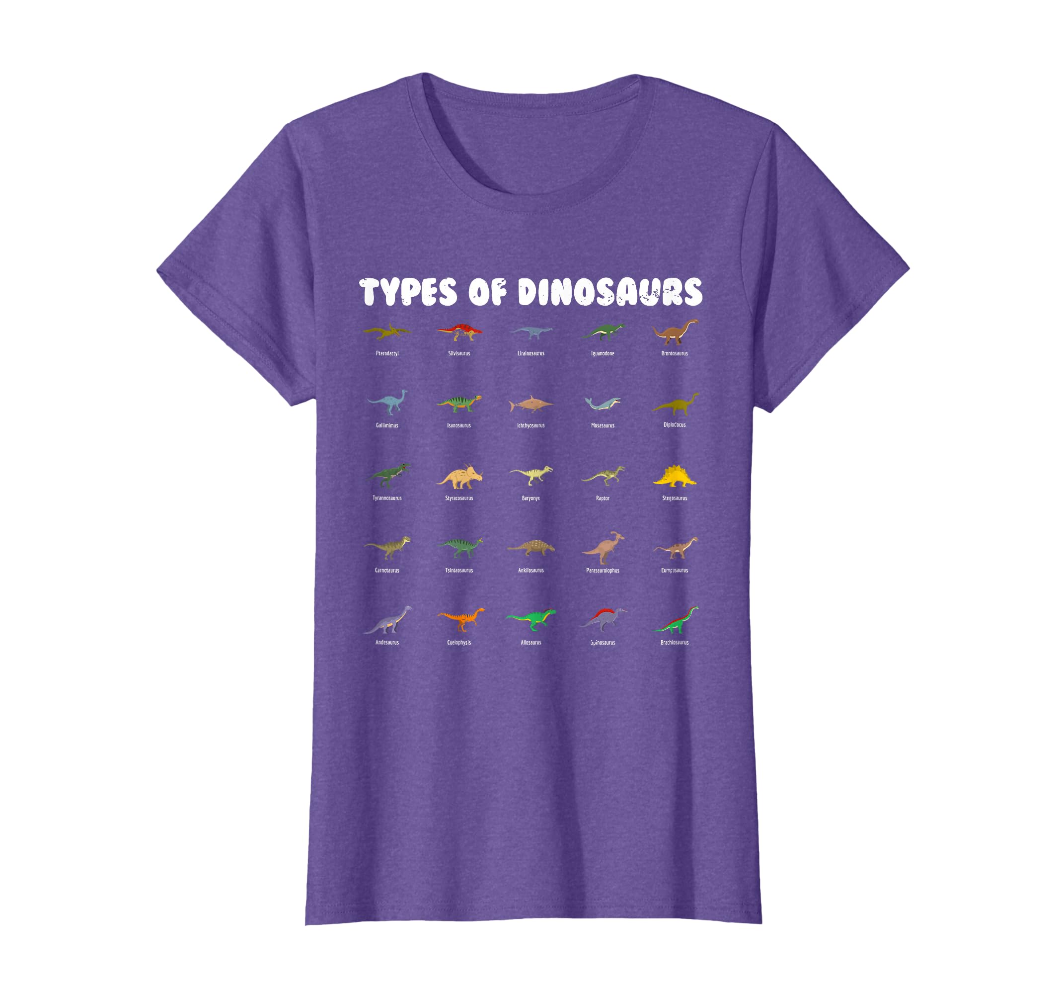 Types Of Dinosaurs Cute Cartoon Dino Design T-Shirt