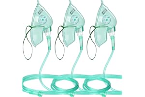 Shishuyu Oxygen Mask 3 Packs Adult Standard Oxygen Mask with 6.6' Tubing and Adjustable Elastic Strap (Size XL)