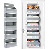 Yecaye Over The Door Organizer Storage, 5-Tier Heavy Duty Door Organizers Hanging with 10 Side Mesh Pockets, 44 lbs Load Capacity Behind Door Storage for Bathroom Nursery Bedroom Dorm Closet, Grey