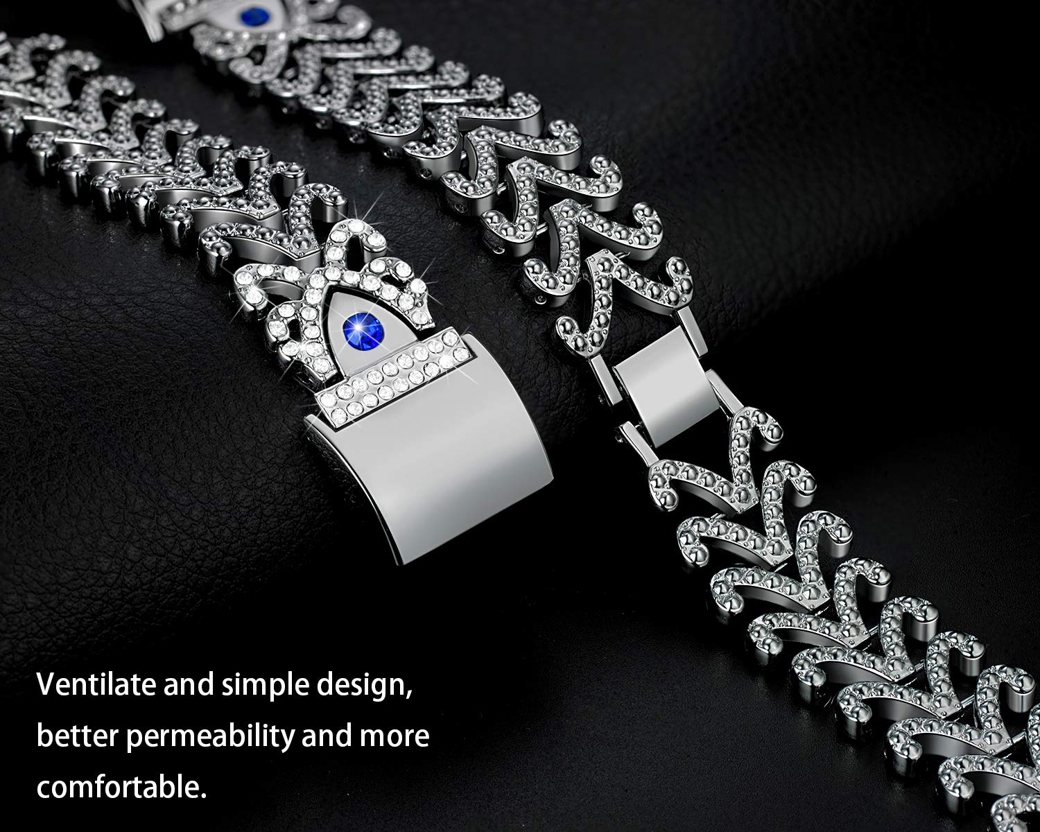 Kaleidoc Bands Compatible Fitbit Charge 2 - Metal Replacement Wristband with Premium Rhinestone Crystals, Adjustable Classy Bracelet Strap Compatible Fitbit Charge 2 Bands