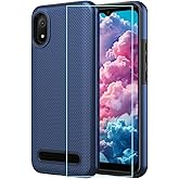 Aulzaju Phone Case for Cloud Mobile Stratus C8 with Screen Protector Blue | Cloud Stratus C8 Case Slim Fit Dual Layer Silicone Shockproof Rugged Corner Military Grade Protection Heavy Duty Design Blue