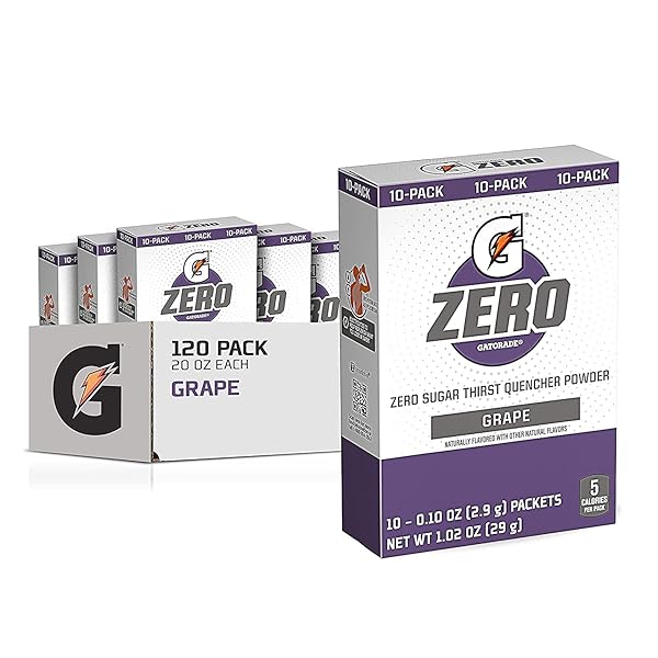 GATORADE G ZERO POWDER, GRAPE, 0.10OZ, PACK OF 10