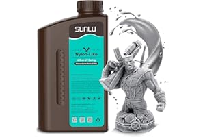 SUNLU 3D Printer Resin, Strong Durable Nylon Like 3D Resin for LCD DLP SLA Resin 3D Printers, 395-405nm UV Light Curing 3D Printing Liquid Photopolymer Resin, Good for Functional Parts, 1000g, Grey