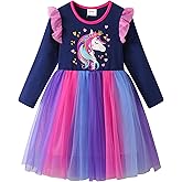 VIKITA Girls' Dresses Winter Long Sleeve Party Birthday Tulle Dresses for 3-12 Years