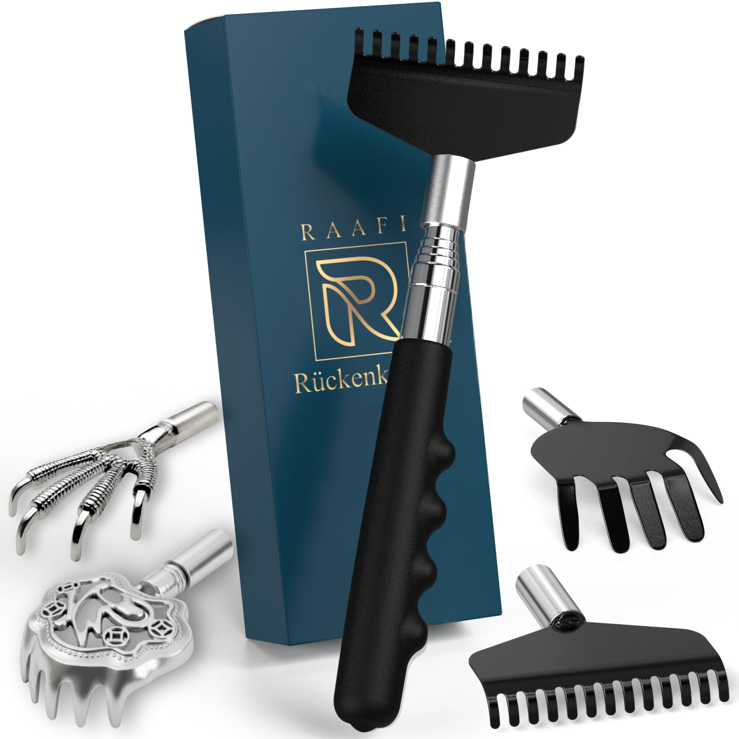 Large Robust Back Scratcher with 4Pcs Scratching Heads. Instant Itch Relief Gifts for Men. Valentines Gifts for Him. Mens Valentines Gifts. Durable Strong Telescopic Itching & Wellness Gift