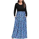 Uiyrofs Womens Plus Size Maxi Dresses for Curvy Women Long Sleeve Long Dresses with Pockets 1X-5X