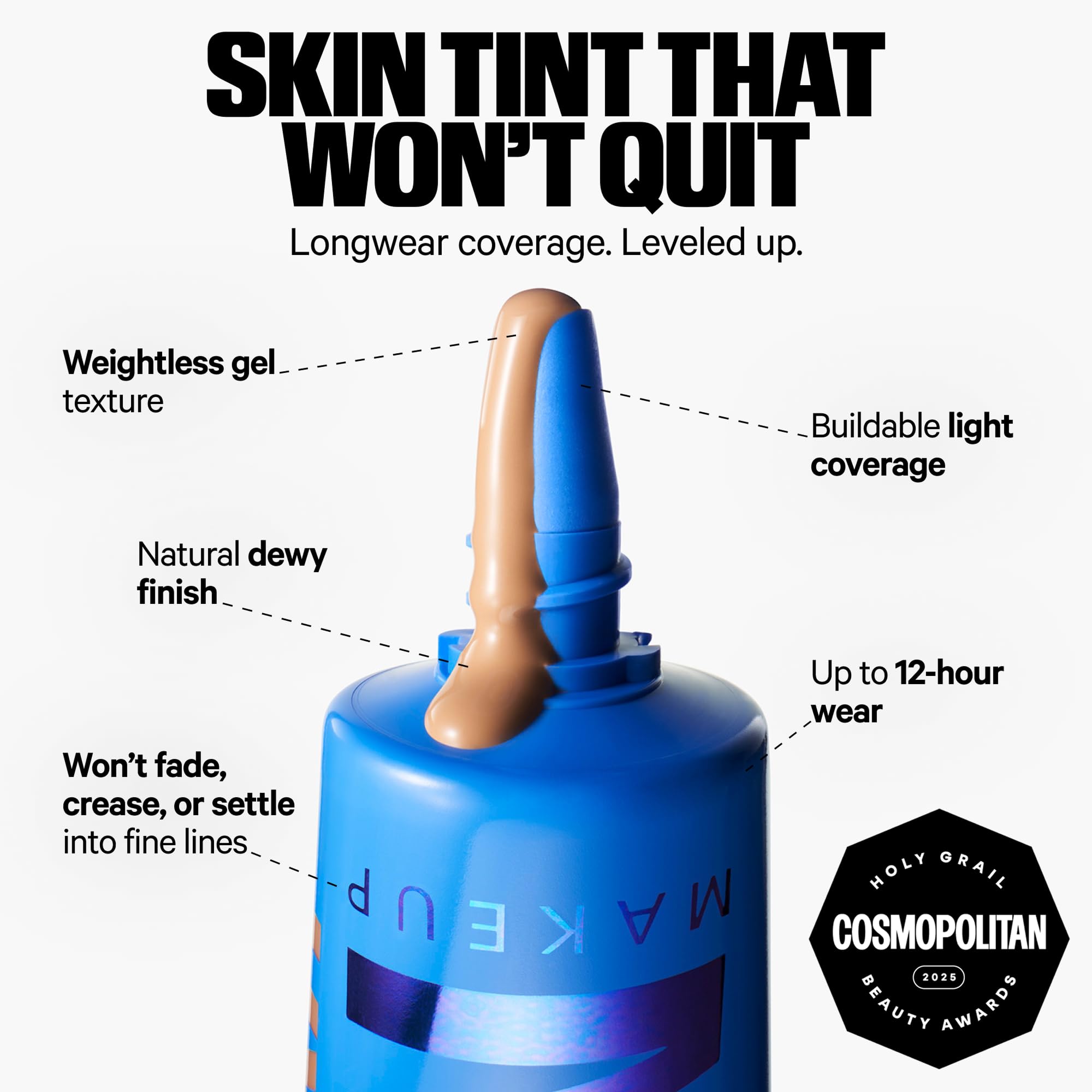 Milk Makeup Hydro Grip Hydrating Gel Skin Tint with Hyaluronic Acid – Buildable Light Coverage for Up to 12 Hours w/Dewy Finish – Non-Comedogenic