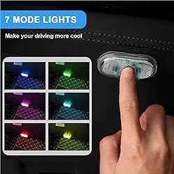 FICBOX 3Pcs Car LED Lights Interior,7 Colors LED