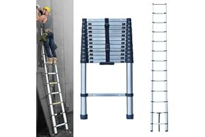 JUPITOR Extension Ladder 12 FT, Telescoping Ladder Stainless Steel Roof Ladder, Lightweight Telescopic Extension Ladder, Multi Purpose Step Ladders for Home, Collapsible Ladders, Heavy Duty 330 Lb Capacity