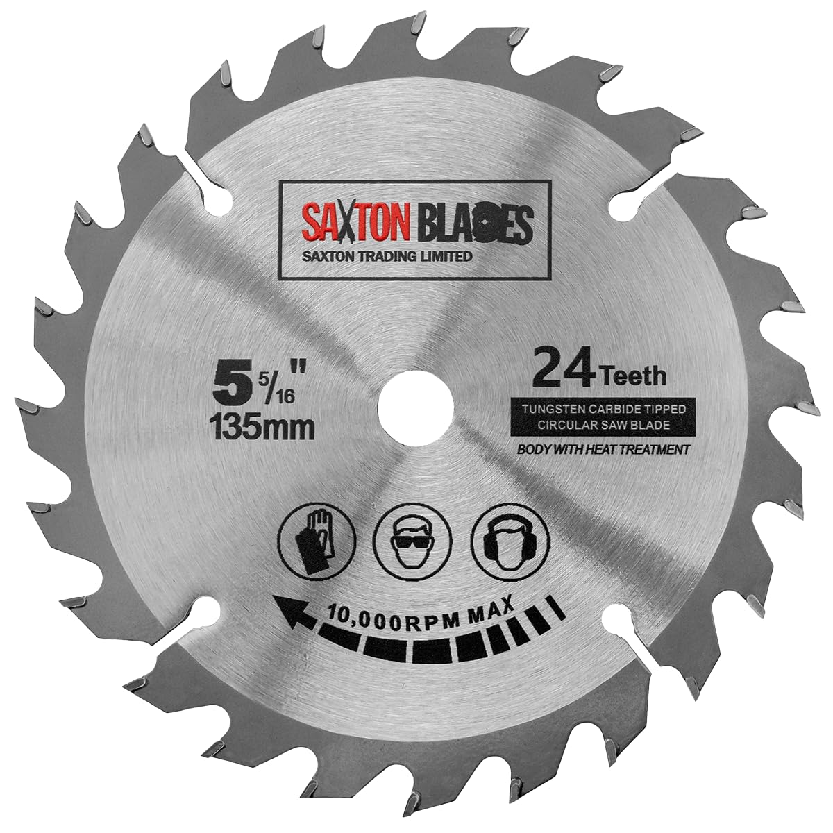 TCT13524T Saxton TCT Circular Wood Saw Blade 135mm x 12.7mm bore x 24T for Bosch Makita Dewalt