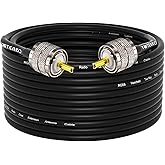 YOTENKO Cable coaxial RG58 de 49.2 pies, cable coaxial CB, UHF PL259 macho a macho, cable coaxial de 50 ohmios de baja pérdid