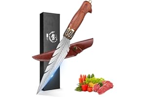 ROCOCO Feather Viking Knife Japanese Forged in Fire Boning Knife Fancy Kitchen Cleaver with Sheath O...
