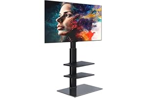 FITUEYES TV Stand for 32-70'' TVs up to 88 lbs, Floor TV Stand up to 54.6'' Height with Max Vesa 600 x400 mm, 60 Degrees Swiv
