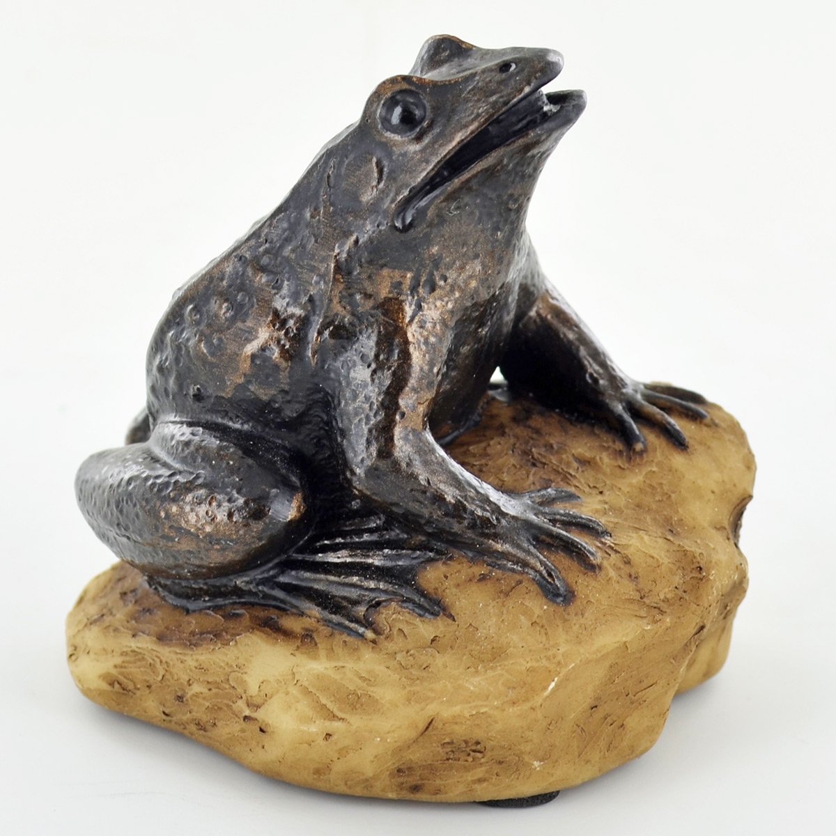 Beautiful Cute Bronze Frog on a Stone Figurine Height 8cm Amazon.co