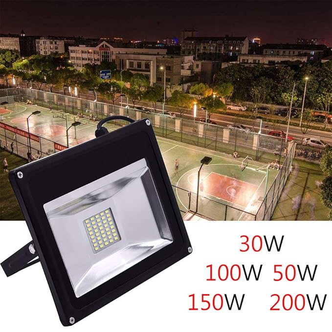 Leoie LED Waterproof Flood Light with Bracket for Yard Garden Square Farm White Light 50W