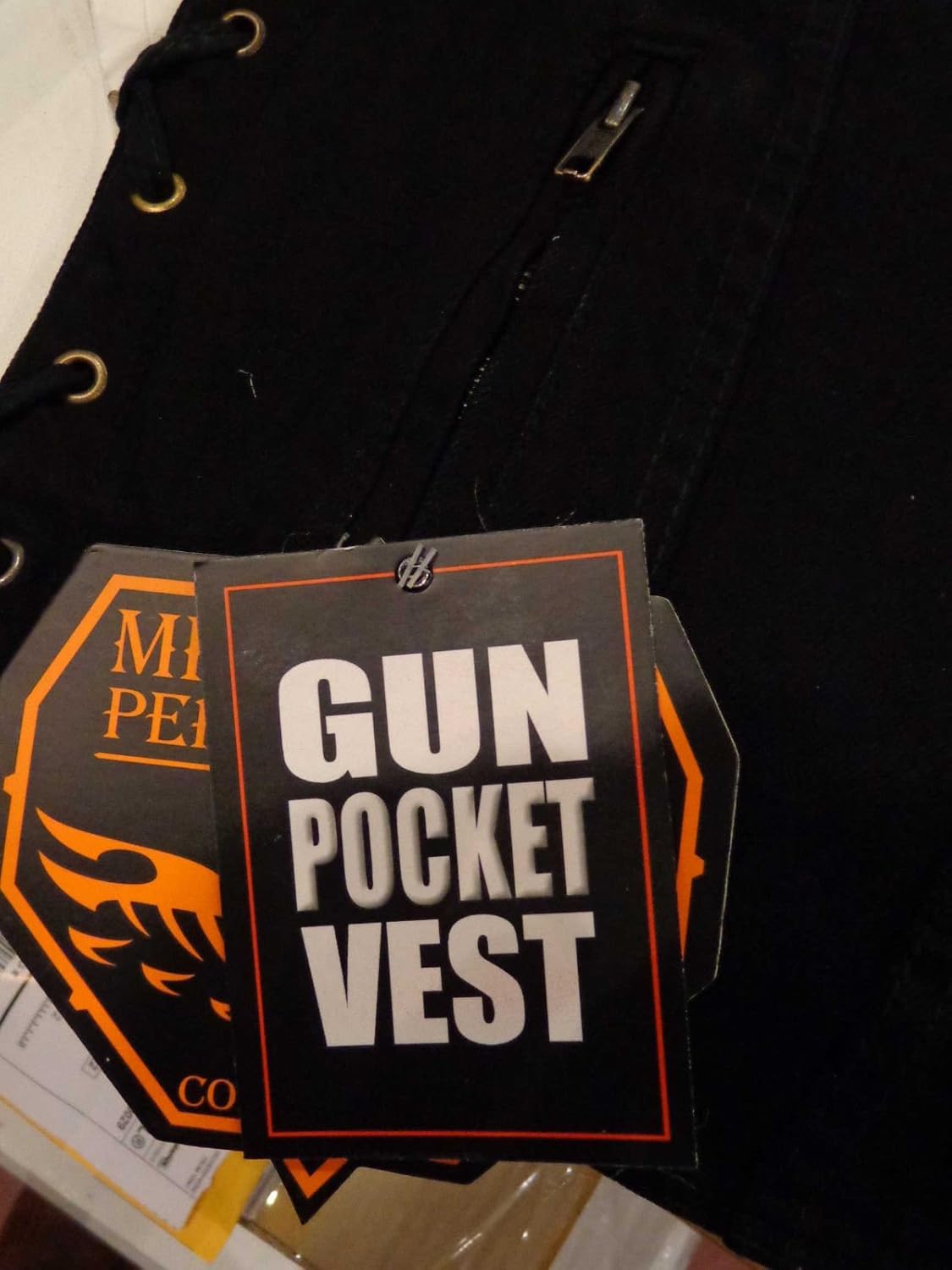 denim motorcycle vest with gun pocket