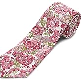 GHTIYLP Cotton Floral Ties for Men 2.76" Men's Skinny Tie Linen Flower Printed Neck Tie for Wedding Dating Party