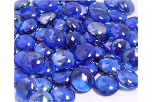 KIBOW 10-Pound Pack Fire Glass Beads Fire Glass Drops for Gas Fire Pit, 3/4 Inch-Cobalt Blue