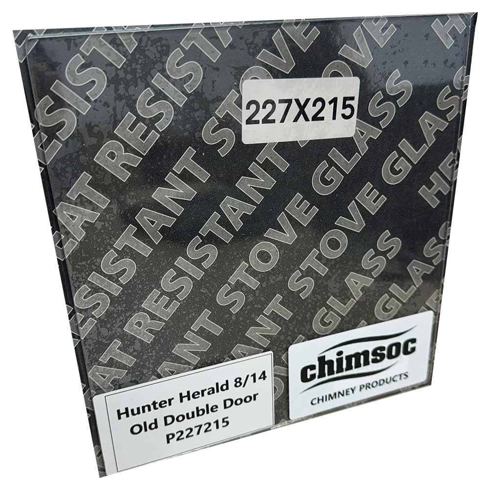 Chimsoc Replacement Stove Glass - Hunter Herald 8/14 (Old) Double Door/Midi 14 / Woodburner Medium (227mm x 215mm Rectangular)