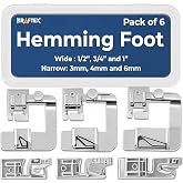 Rolled Hem Presser Foot [6 Sizes] Wide Rolled Hem Foot Set &amp; Narrow Foot Hemmer Set For Brother, Singer &amp; Janome Low Shank Sewing Machines. Hemming Pressure Feet With Distinctive Wide and Narrow Sizes