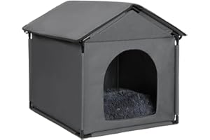 LOOBMBNS Small Dog House Soft Indoor with Internal Size 22x20x18in for Beagle French Bulldog Welsh Corgi, Small Pet House with Soft Cushion, Oxford Fabric, 24x22x24in, Gray
